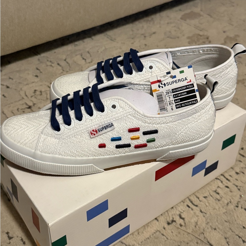 Superga x Missoni Sport White Sneakers with Multicolor Accents